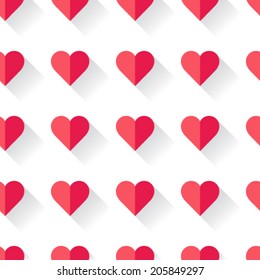 Pink abstract Valentine's heart seamless pattern. Vector illustration.