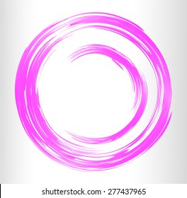 pink Abstract vector bright painting design element. circle frame Drawing. Hand drawn. round shape background. smudges. white background. text box. Brochure. card. banner. label