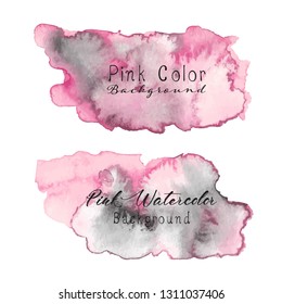Pink abstract watercolor background. Watercolor element for card. Vector illustration.
