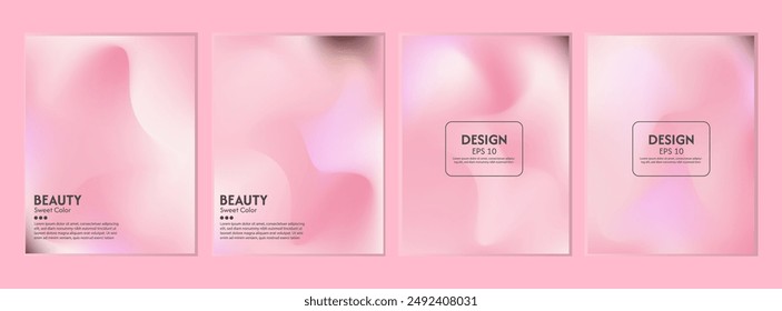 Fondo de onda abstracto rosa. Colección de variaciones. colores pastel suaves. Malla de degradado. Plantilla de diseño moderno para póster, Anuncio publicitario, folleto, volante, cubierta, Sitio web. Imagen de Vector