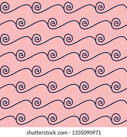Pink abstract wave seamless pattern in flat simple line style. Great for fabric, wallpaper, wrap gift, background, textile.