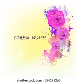 Pink abstraction with roses. Vector