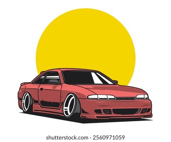 pink accent 90s car modification design vector illustration graphic