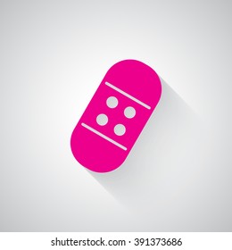 Pink Adhesive Bandage web icon on light grey background