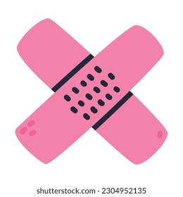 Pink Adhesive Plaster Cross as Creative Element Isolated on White Background Vector Illustration