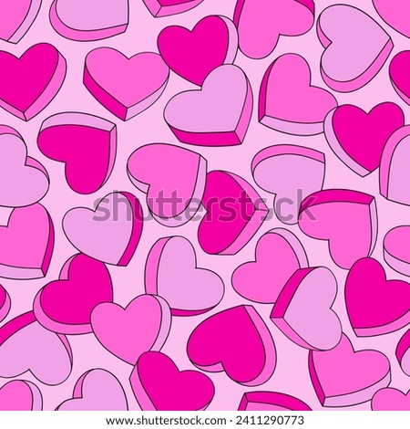 Pink aesthetic hearts vector seamless pattern. Saint Valentines Day romantic love background.