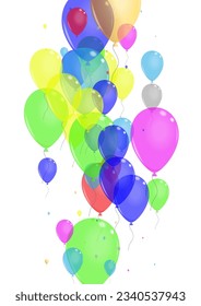Vector blanco de fondo de aire rosado. Tarjeta de brillo de helio. Gráfico amarillo. Balón Rojo. Baloon Celebra La Ilustración.
