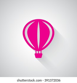 Pink Air Balloon web icon on light grey background