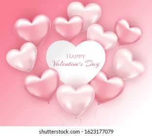 Pink air heart shaped balloons. Valentine's day 