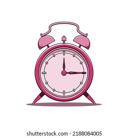 Pink alarm clock illustration with circle shaped