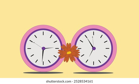 Reloj despertador rosa, timbre, fondo