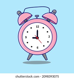 Pink alarm clock stopwatch icon logo vector design logo illustration background wallpaper.