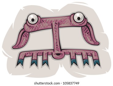 Pink alien being with six legs and surprised look