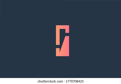 pink alphabet letter logo I icon for company and business. Simple line design for corporate