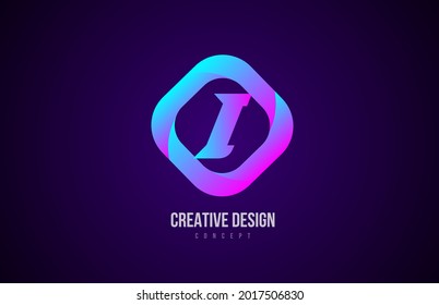pink I alphabet letter logo icon. Creative design template for company and business