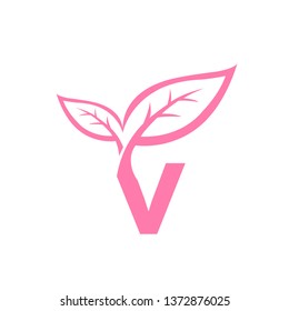 Pink Alphabet Letter V Logo