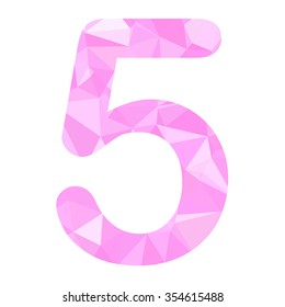 Pink Alphabet Number Vector Polygon Style