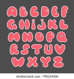 Pink alphabet Valentine's set. Hand drawn elements for your designs poster, card.