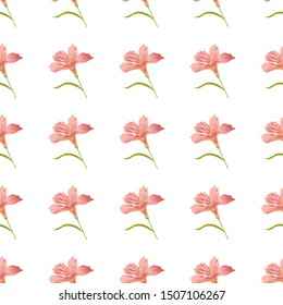Pink Amaryllis. Vector illustration. Seamless background pattern. Floral botanical flower. Wild leaf wildflower isolated. Exotic tropical hawaiian jungle. Fabric wallpaper print texture.