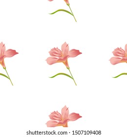 Pink Amaryllis. Vector illustration. Seamless background pattern. Floral botanical flower. Wild leaf wildflower isolated. Exotic tropical hawaiian jungle. Fabric wallpaper print texture.