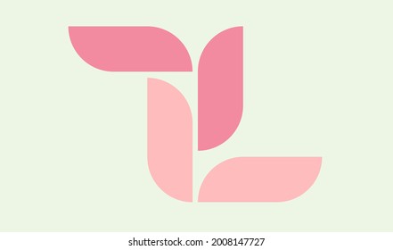 pink ambigram logo vector with letter pl