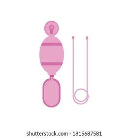 The pink AMBU bag with reservoir bag on white background. Bag-Vale-Mask device pink in color. 