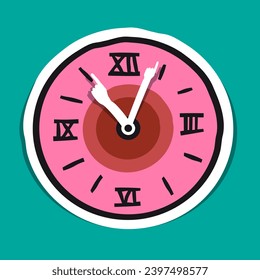 Pink analog clock with hands vector symbol