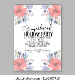 Pink Anemone floral vector background for christmas invitation baby shower invitation bridal shower wedding invitation card template