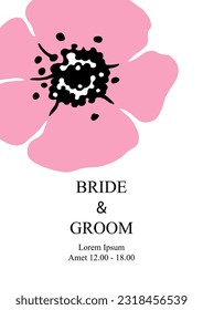 Pink Anemone Flower. Brochure cover, postcards, banner and background design template. Vector illustration.