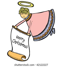 pink angel with Christmas message