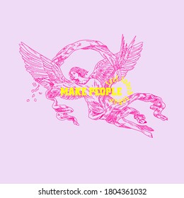 PInk angel with wings and typography slogan