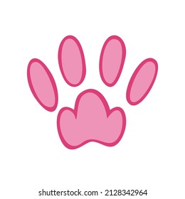 Pink animal pawprints. Sketch footprints of a rabbit, bunny, cat or dog. Vector illustration isolated in white background