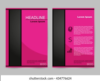 Pink annual report brochure flyer design template vector, Leaflet cover presentation abstract flat background, layout in A4 size. - stock vector 