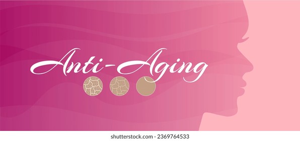 Pink Anti-Aging Background Illustration with Woman Face