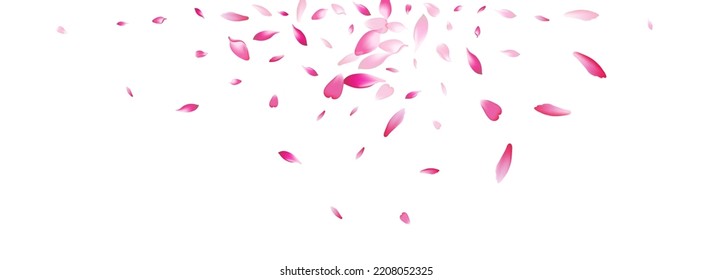 Pink Apple Petal Vector White Background. Pastel Spa Lotus Petal Backdrop. Rose Petal Modern Texture. Floor Cherry Petal Poster.