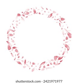 Fondo blanco del vector Petal de Apple rosado. Diseño de Petal Rosa Moderno Pastel. Textura del aire de la placa de flor. Brillante plantilla de Sakura Petal.