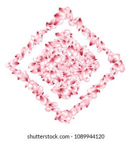 Pink apple petals flying vector beauty salon background. Spring falling flower parts confetti, blossom elements april design. Idyllic flower blossom petals poster vector background.