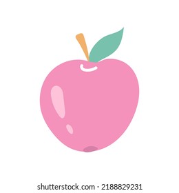 manzana rosa, ilustración plana vectorial sobre fondo blanco.
