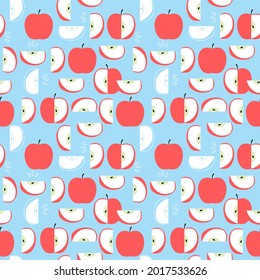 Pink apples on a blue background, 2d vector, eps 8