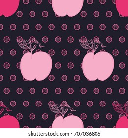 pink apples on a dark blue background