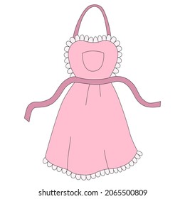 Pink apron in cartoon style. Vector illustration isolated on white background