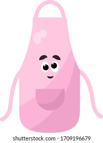Pink apron with eyes, illustration, vector on white background