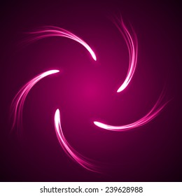 pink arc formed comets abstract. (five comet.simple lines version)