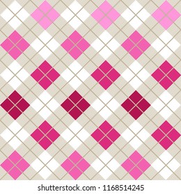 Pink Argyle Diagonal Decorative Seamless Harlequin Pattern