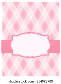 Pink Argyle / Harlequin Background With Frame. Specially For Baby Themed / Mother's Day Or Any Occasion Greeting Cards