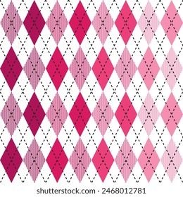 Motif argyle rose. Argyle  motif de Image vectorielle. Motif argyle. Motif géométrique harmonieux de vêtements, papier à envelopper, arrière-plan, arrière-plan, carte cadeau, pull.
