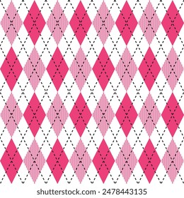 Motif argyle rose. Argyle  motif de Image vectorielle. Motif argyle. Motif géométrique harmonieux de vêtements, papier à envelopper, arrière-plan, arrière-plan, carte cadeau, pull.