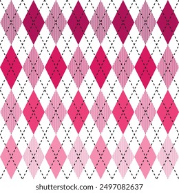 Pink argyle pattern. Argyle vector pattern. Argyle pattern. Seamless geometric pattern for clothing, wrapping paper, backdrop, background, gift card, sweater.