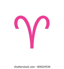 Pink Aries zodiac sign. Astrology symbol vector illustration