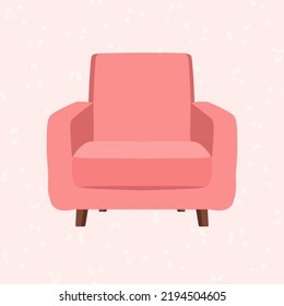 Pink Armchair Flat Illustration. Colorful Cartoon Armchair For Your Design Isolated. Vector Eps10